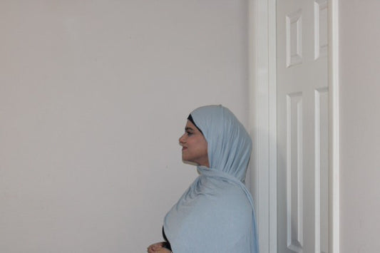 Baby blue curly jersey